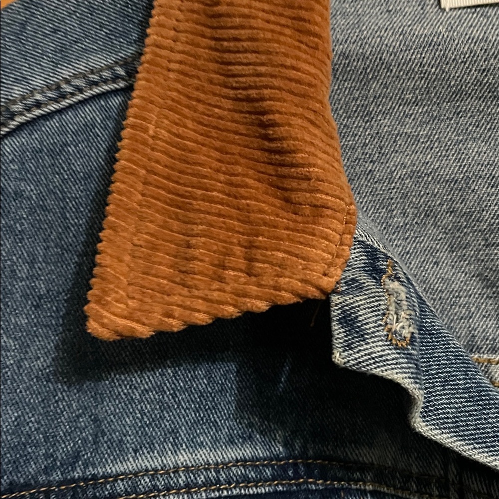 PacSun Blue Denim Jacket with Brown Collar - Picture 4 of 5